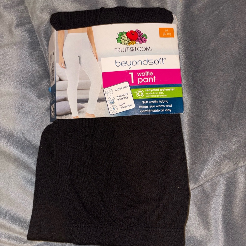 Fruit of the Loom Black Waffle Leggings